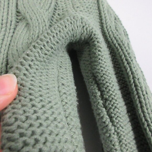 L.L.BEAN Women's Double L Cable Knit Sweater Crewneck Pullover Green XS 642 - Picture 6 of 11